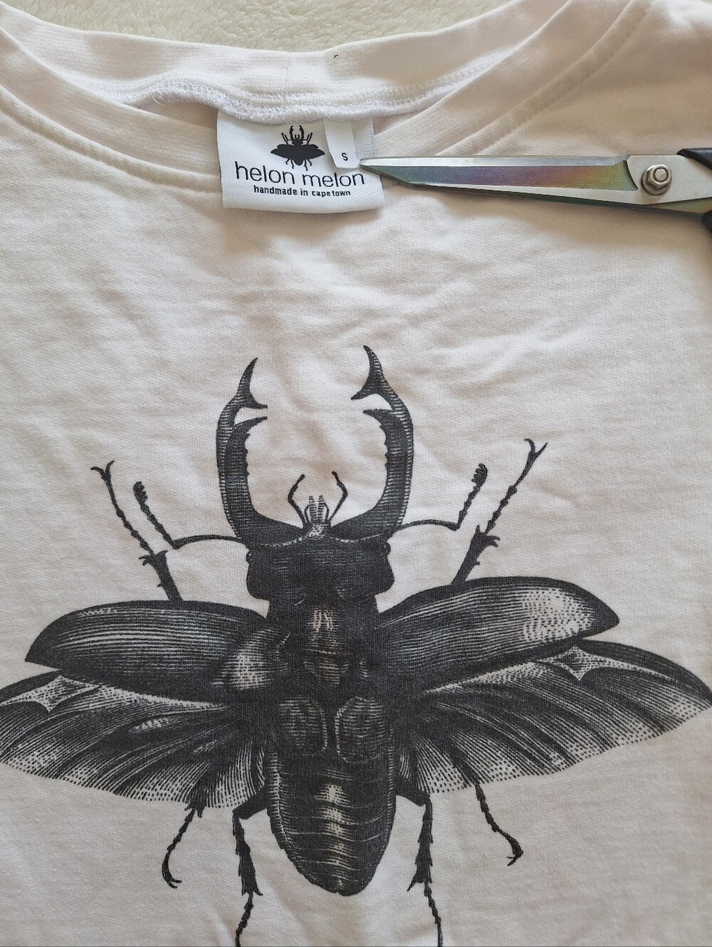 Helon Melon Stag Beetle Heavyweight Cotton Oversized Tee Pockets Mens S M - Picture 2 of 8